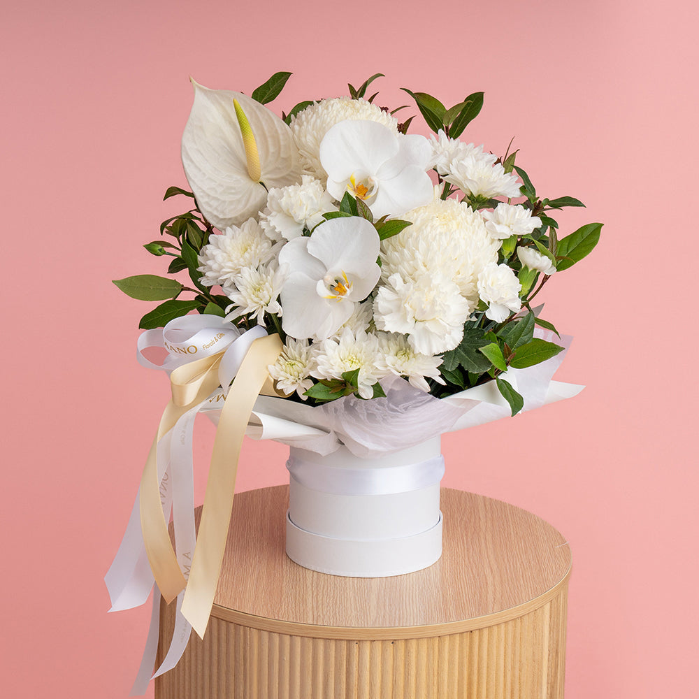 Florist Choice White Hatbox