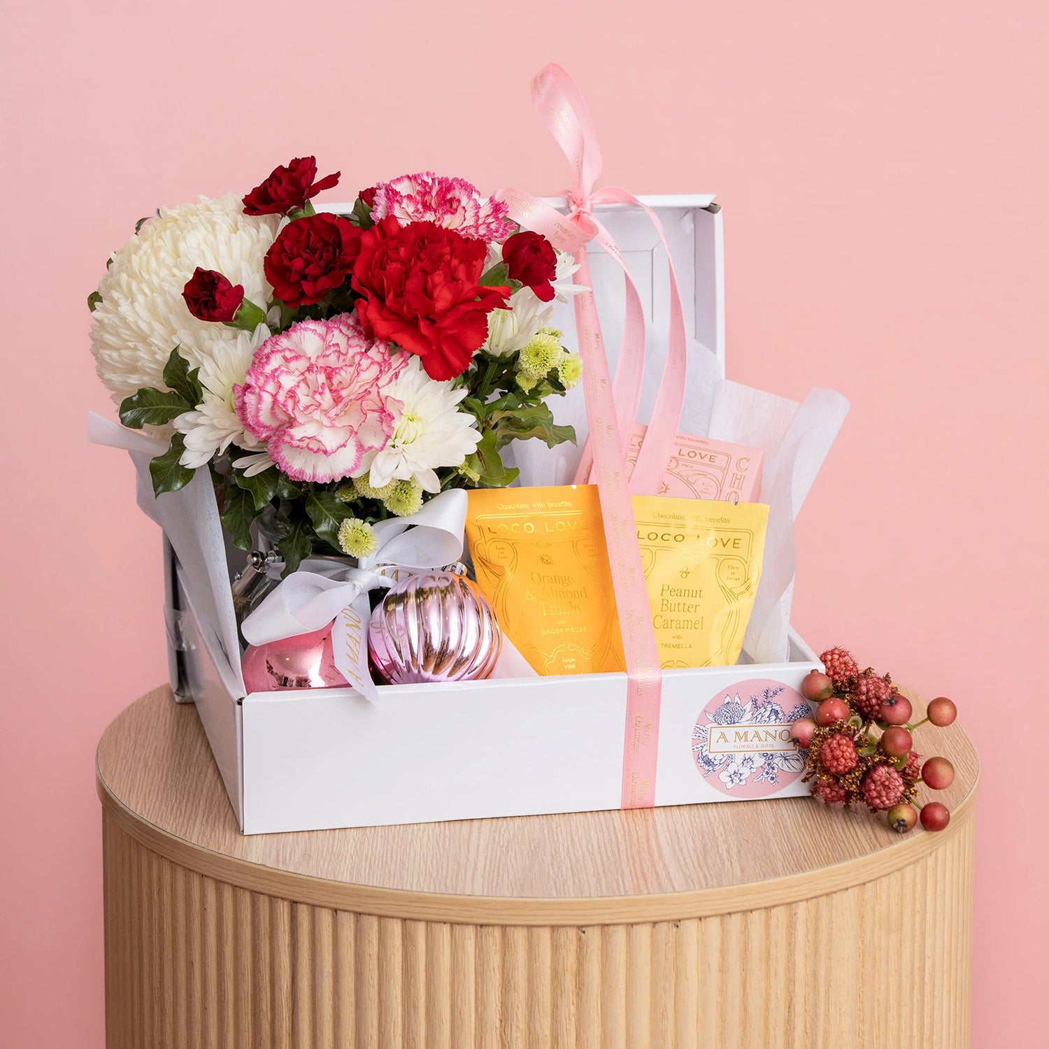 Festive Christmas Flowers and Chocolate Hamper